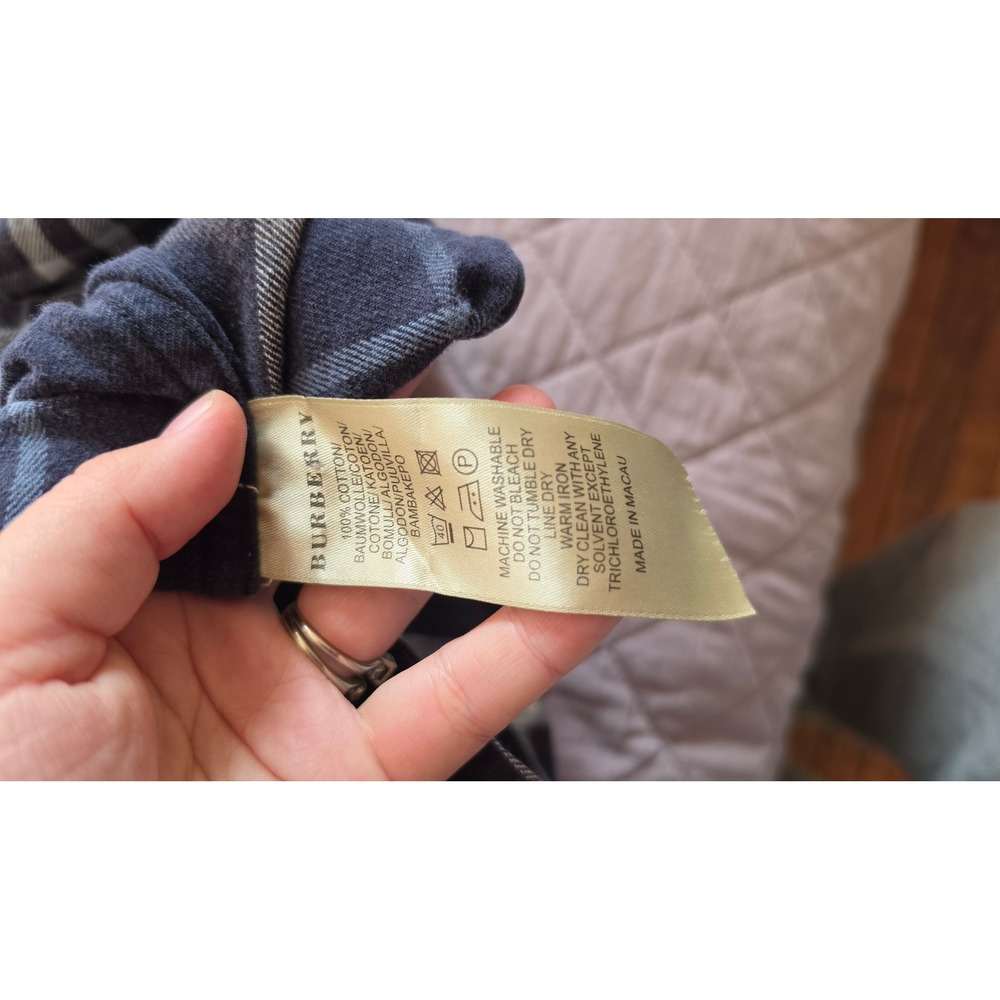 Burberry Cotton Plaid Blue Preppy Old Money Quiet Luxury Western Shirt sz L - Picture 7 of 7